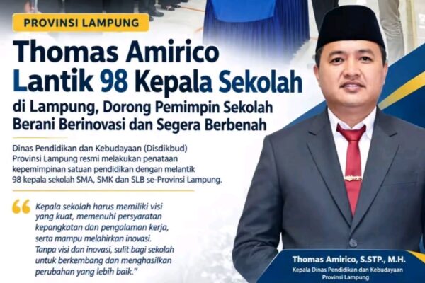 98 KEPALA SEKOLAH DI LAMPUNG RESMI DILANTIK