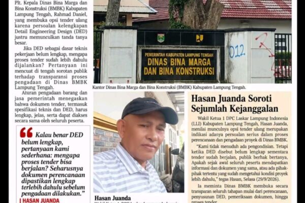DPC LLI LAMTENG SOROTI KEJANGGALAN TENDER ULANG BMBK